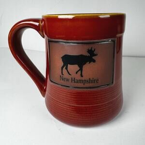 New Hampshire Large Burnt Orange Ceramic Coffee Mug Moose